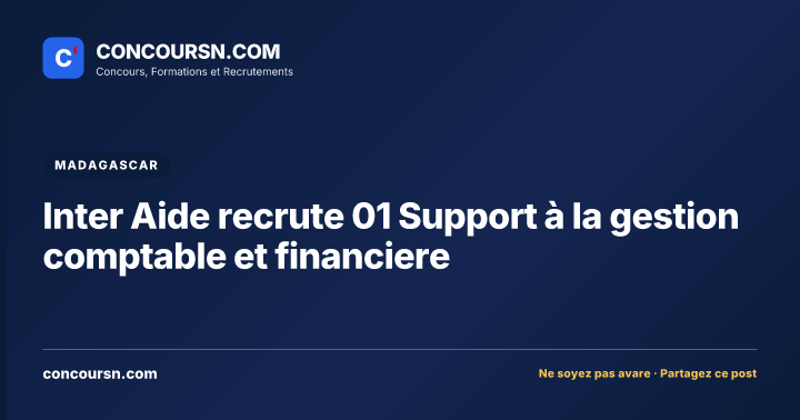 Illustration de l’article : Inter Aide recrute 01 Support à la gestion comptable et financiere
