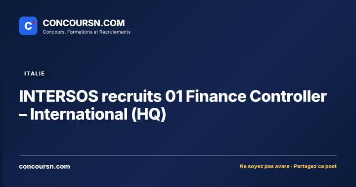 Illustration de l’article : INTERSOS recruits 01 Finance Controller – International (HQ)