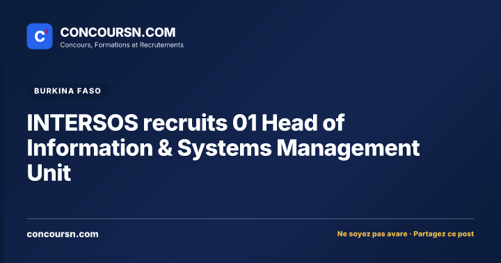 INTERSOS recruits 01 Head of Information & Systems Management Unit