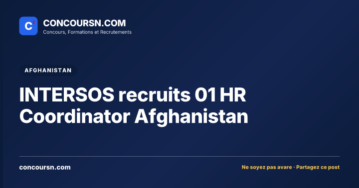 Illustration de l’article : INTERSOS recruits 01 HR Coordinator Afghanistan