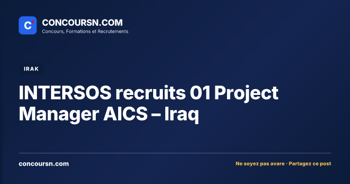 Illustration de l’article : INTERSOS recruits 01 Project Manager AICS – Iraq