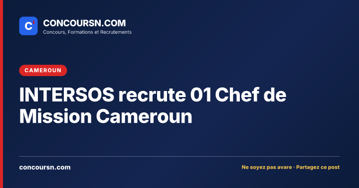 Illustration de l’article : INTERSOS recrute 01 Chef de Mission Cameroun