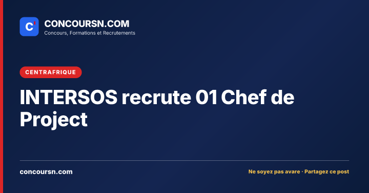 Illustration de l’article : INTERSOS recrute 01 Chef de Project
