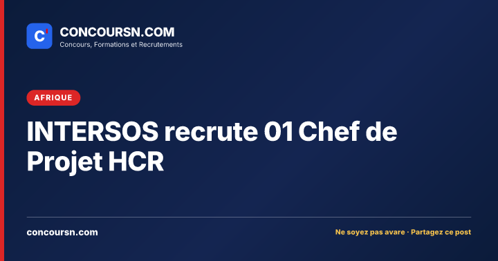 Illustration de l’article : INTERSOS recrute 01 Chef de Projet HCR