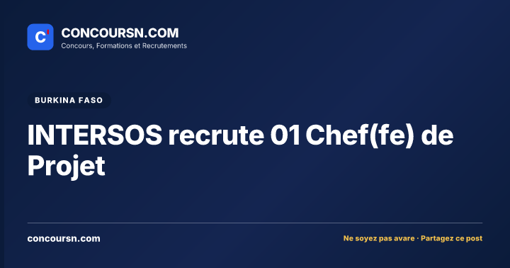 Illustration de l’article : INTERSOS recrute 01 Chef(fe) de Projet