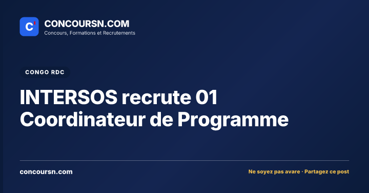 Illustration de l’article : INTERSOS recrute 01 Coordinateur de Programme
