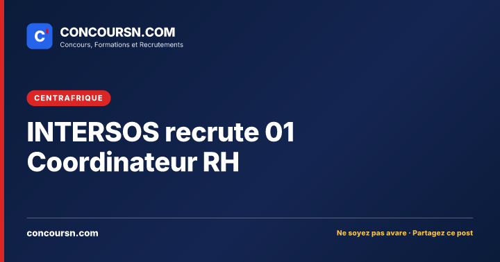 Illustration de l’article : INTERSOS recrute 01 Coordinateur RH