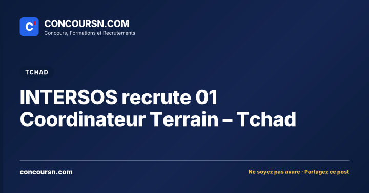 Illustration de l’article : INTERSOS recrute 01 Coordinateur Terrain – Tchad