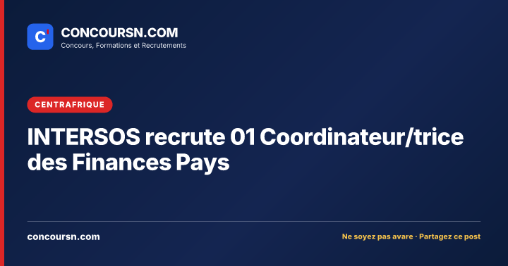 Illustration de l’article : INTERSOS recrute 01 Coordinateur/trice des Finances Pays