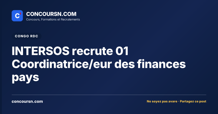 INTERSOS recrute 01 Coordinatrice/eur des finances pays