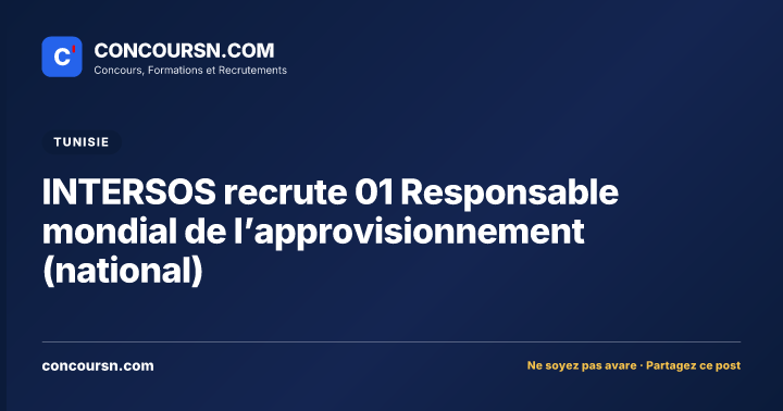 Illustration de l’article : INTERSOS recrute 01 Responsable mondial de l’approvisionnement (national)