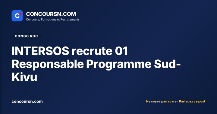 Illustration de l’article : INTERSOS recrute 01 Responsable Programme Sud-Kivu