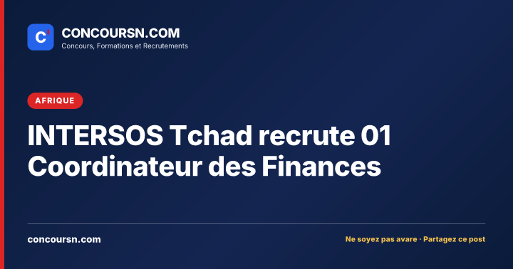 Illustration de l’article : INTERSOS Tchad recrute 01 Coordinateur des Finances