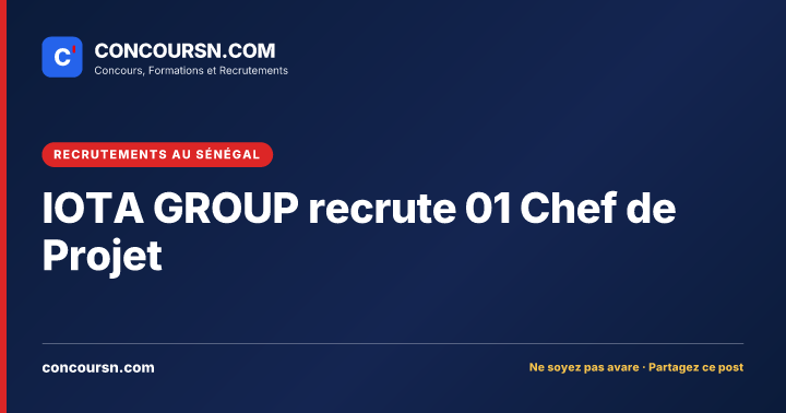 Illustration de l’article : IOTA GROUP recrute 01 Chef de Projet