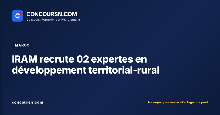 Illustration de l’article : IRAM recrute 02 expertes en développement territorial-rural