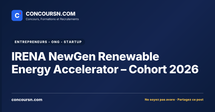 Illustration de l’article : IRENA NewGen Renewable Energy Accelerator – Cohort 2026