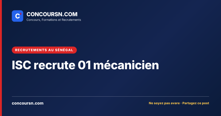 Illustration de l’article : ISC recrute 01 mécanicien
