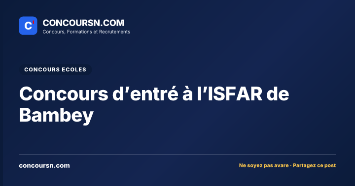 Illustration de l’article : Concours d’entré à l’ISFAR de Bambey