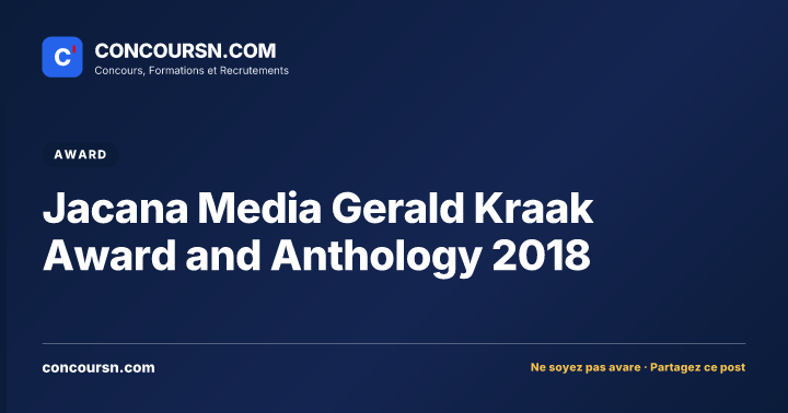 Illustration de l’article : Jacana Media Gerald Kraak Award and Anthology 2018