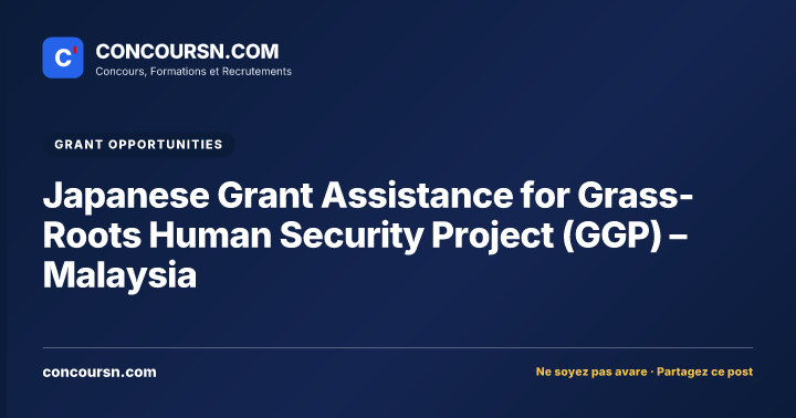 Japanese Grant Assistance for Grass-Roots Human Security Project (GGP) – Malaysia