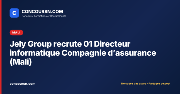 Illustration de l’article : Jely Group recrute 01 Directeur informatique Compagnie d’assurance (Mali)