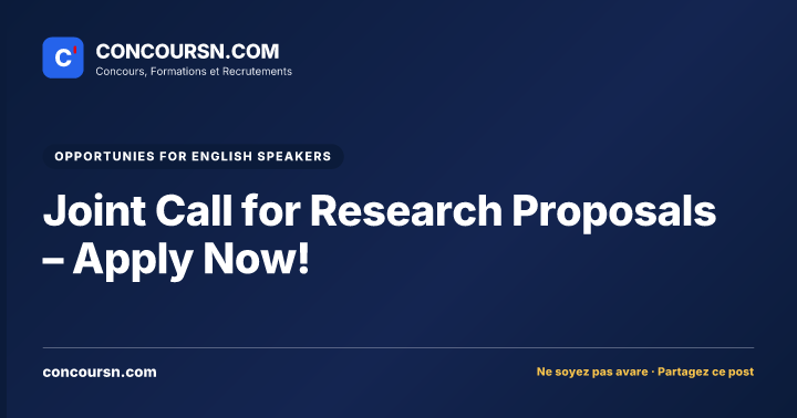 Joint Call for Research Proposals – Apply Now!