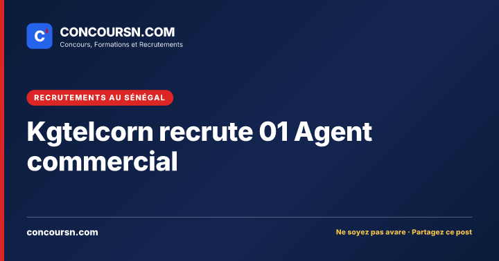 Illustration de l’article : Kgtelcorn recrute 01 Agent commercial