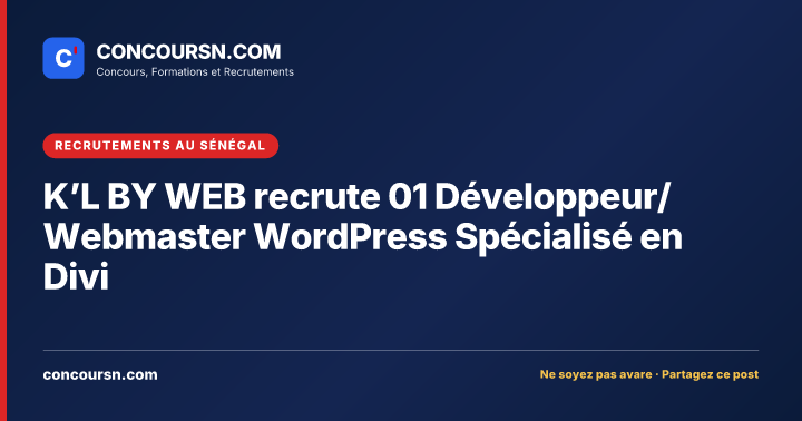 Illustration de l’article : K’L BY WEB recrute 01 Développeur/Webmaster WordPress Spécialisé en Divi