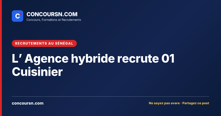 Illustration de l’article : L’ Agence hybride recrute 01 Cuisinier