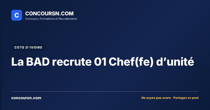 Illustration de l’article : La BAD recrute 01 Chef(fe) d’unité