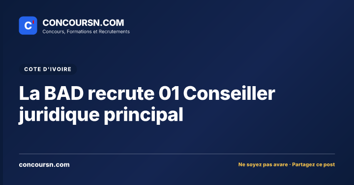 Illustration de l’article : La BAD recrute 01 Conseiller juridique principal