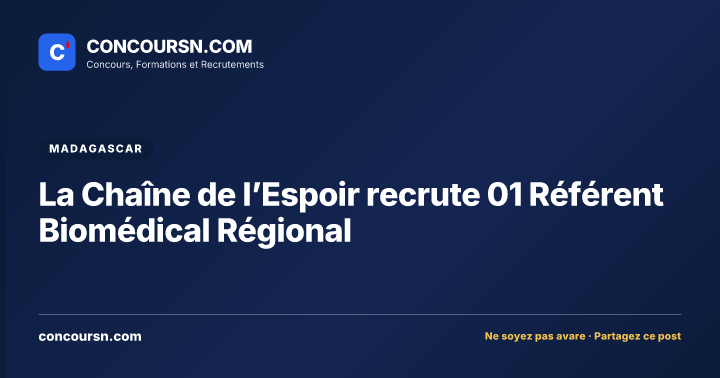 Illustration de l’article : La Chaîne de l’Espoir recrute 01 Référent Biomédical Régional