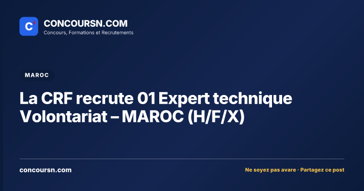 Illustration de l’article : La CRF recrute 01 Expert technique Volontariat – MAROC (H/F/X)