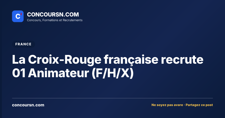 Illustration de l’article : La Croix-Rouge française recrute 01 Animateur (F/H/X)