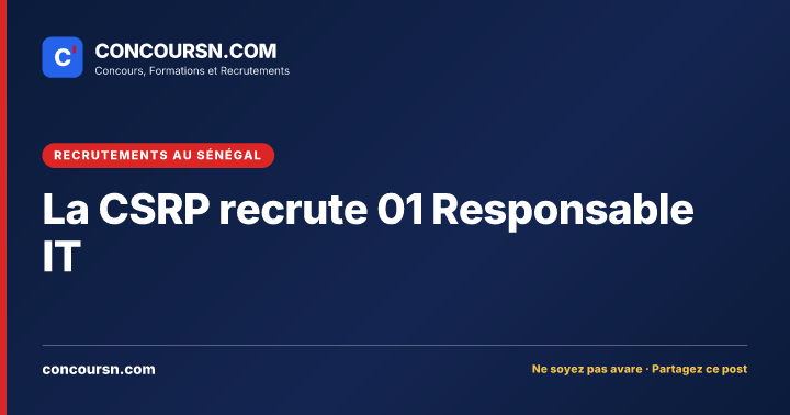 Illustration de l’article : La CSRP recrute 01 Responsable IT