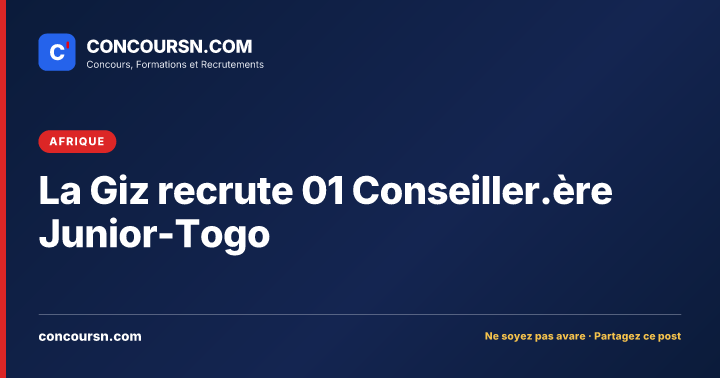 Illustration de l’article : La Giz recrute 01 Conseiller.ère Junior-Togo