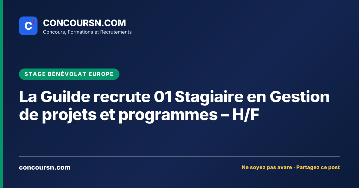 Illustration de l’article : La Guilde recrute 01 Stagiaire en Gestion de projets et programmes – H/F