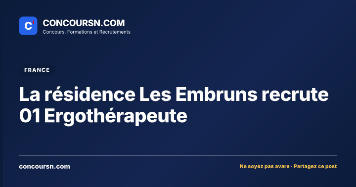 Illustration de l’article : La résidence Les Embruns recrute 01 Ergothérapeute