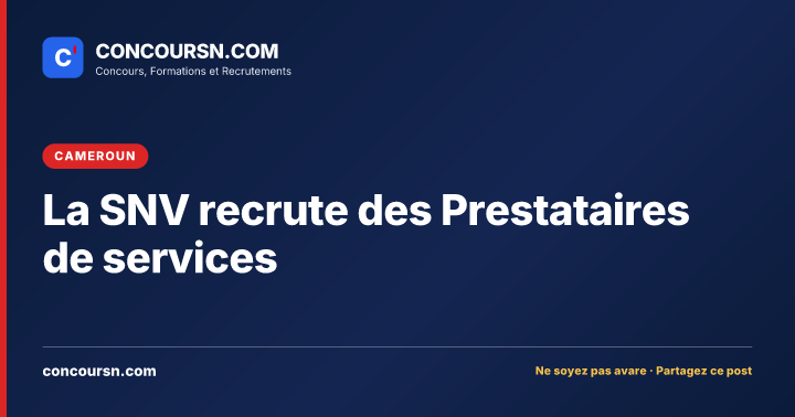 La SNV recrute des Prestataires de services