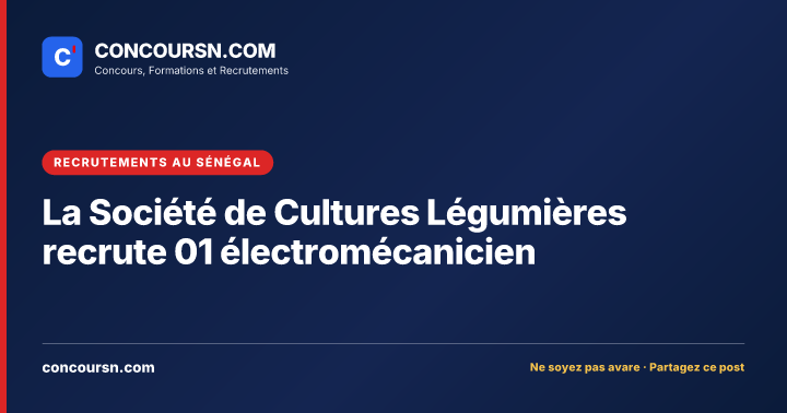 Illustration de l’article : La Société de Cultures Légumières recrute 01 électromécanicien