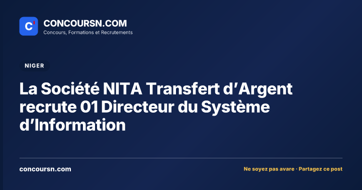 Illustration de l’article : La Société NITA Transfert d’Argent recrute 01 Directeur du Système d’Information