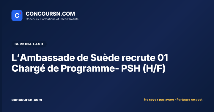 Illustration de l’article : L’Ambassade de Suède recrute 01 Chargé de Programme- PSH (H/F)