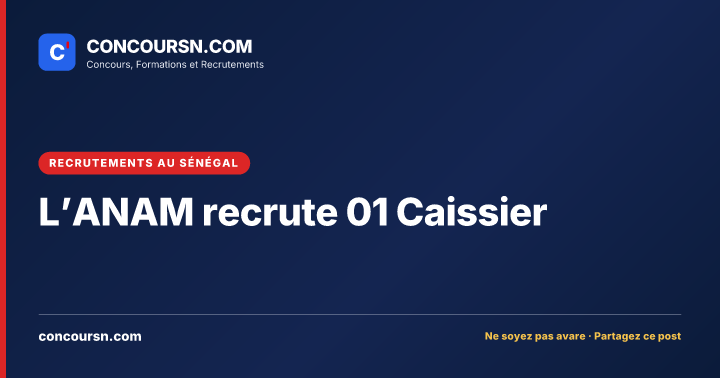 Illustration de l’article : L’ANAM recrute 01 Caissier