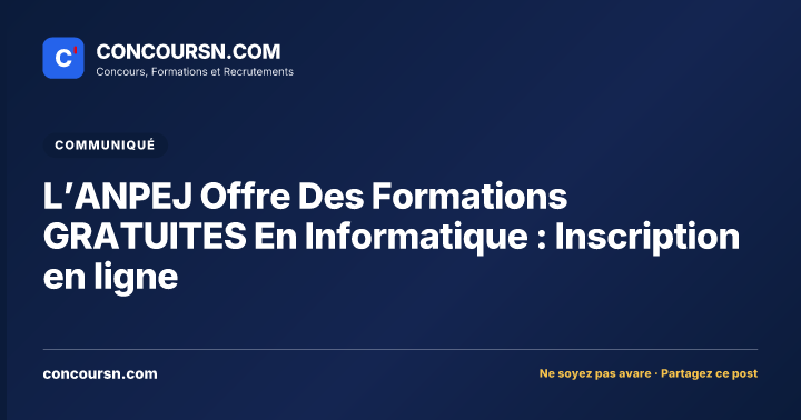 Illustration de l’article : L’ANPEJ Offre Des Formations GRATUITES En Informatique : Inscription en ligne