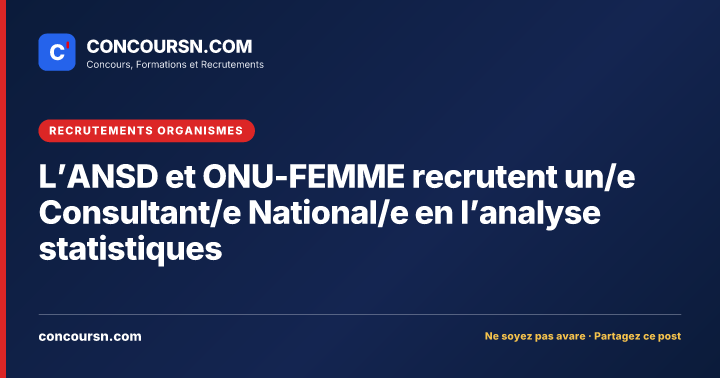 Illustration de l’article : L’ANSD et ONU-FEMME recrutent un/e Consultant/e National/e en l’analyse statistiques