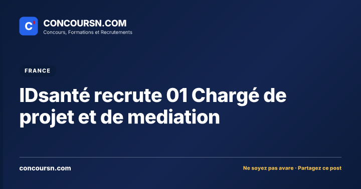 Illustration de l’article : IDsanté recrute 01 Chargé de projet et de mediation