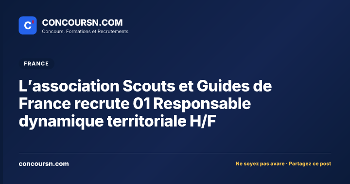 Illustration de l’article : L’association Scouts et Guides de France recrute 01 Responsable dynamique territoriale H/F