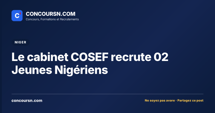 Illustration de l’article : Le cabinet COSEF recrute 02 Jeunes Nigériens
