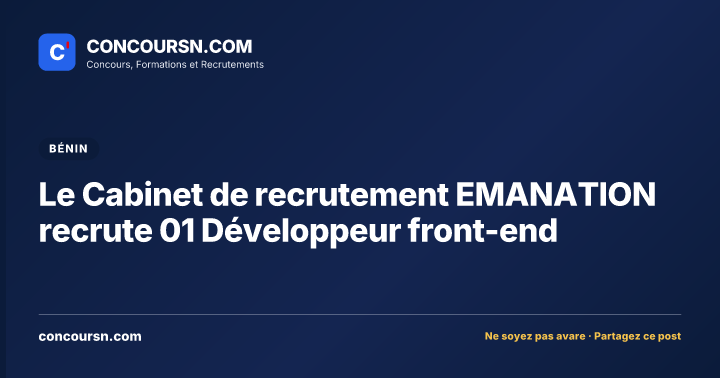 Illustration de l’article : Le Cabinet de recrutement EMANATION recrute 01 Développeur front-end