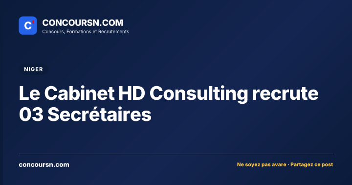 Illustration de l’article : Le Cabinet HD Consulting recrute 03 Secrétaires